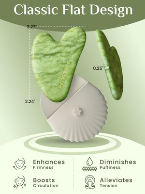 Rena Chris Gua Sha Facial Tools-Xiuyan Jade Gua Sha Stone for Face Massage, Jawline Sculpting &amp; Puffiness Reduction with Silicone Case (Green)