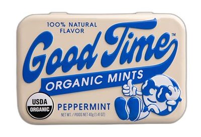 Good Time Organic Mints - Peppermint Organic Cane Sugar, Natural Flavors, No Artificial Colors or Sweeteners Kosher Certified, Vegan, Gluten Free Aspartame &amp; Xylitol Free 40 Count Tin (Pack of 6)