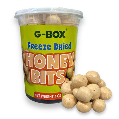 G-BOX Freeze Dried Bit O Honey, 4 OZ, Crunchy Honey &amp; Almond Candy, TikTok Trend Items Featuring Old School Candy Vibes- Perfect for Fans of Freeze Dried Candies, Air-tight Sealed in a Deli Container