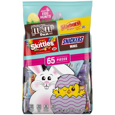 Mars M&amp;M&#39;S, SKITTLES, SNICKERS &amp; STARBURST Easter Basket Stuffers Variety Pack, 65 Ct Bulk Bag