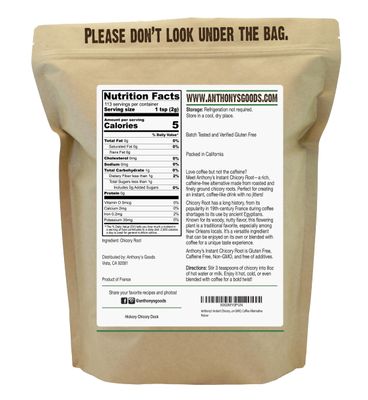 Anthony's Instant Chicory Root, 8 oz, Gluten Free, Caffeine Free, Non GMO, Coffee Alternative
