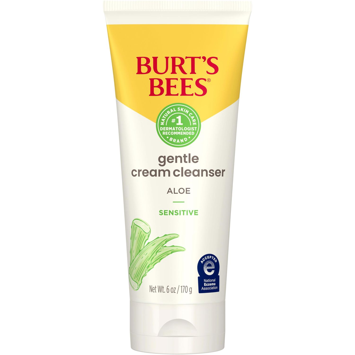 Burt&#39;s Bees Gentle Cream Cleanser with Aloe for Sensitive Skin, 98.9% Natural Origin, 6 Ounces