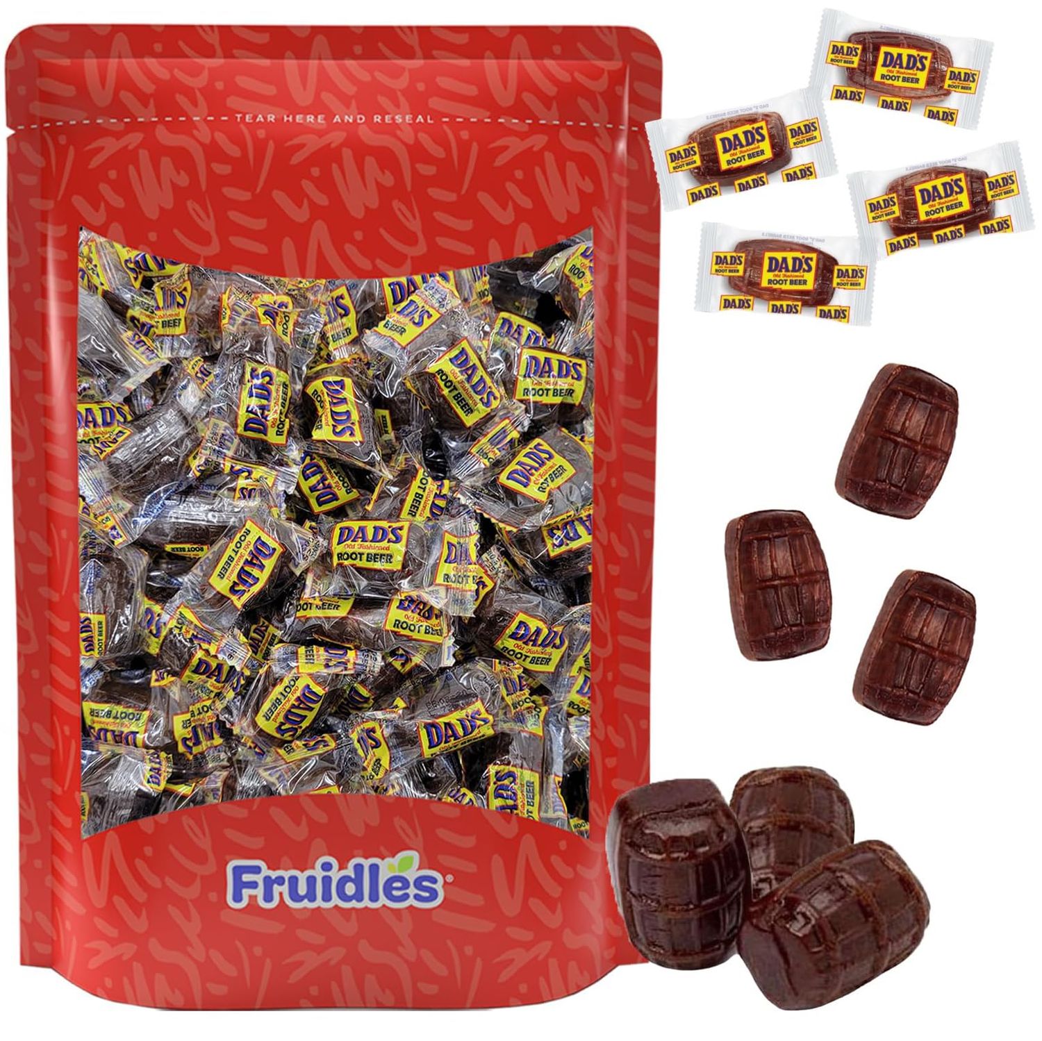 Fruidles Dad&#39;s Root Beer Barrels, Hard Candy Treats, Kosher, Individually Wrapped (25 Count (Half-Pound))