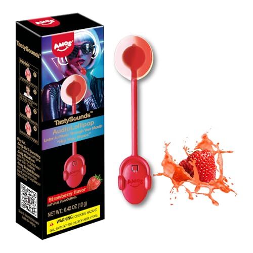Amos Music Lollipop Candy Suckers Strawberry Flavor, Audio Singing Lollipop Sugar Free, Unique Lover Gift