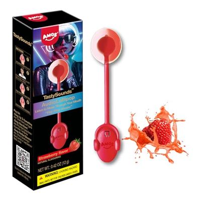 Amos Music Lollipop Candy Suckers Strawberry Flavor, Audio Singing Lollipop Sugar Free, Unique Lover Gift