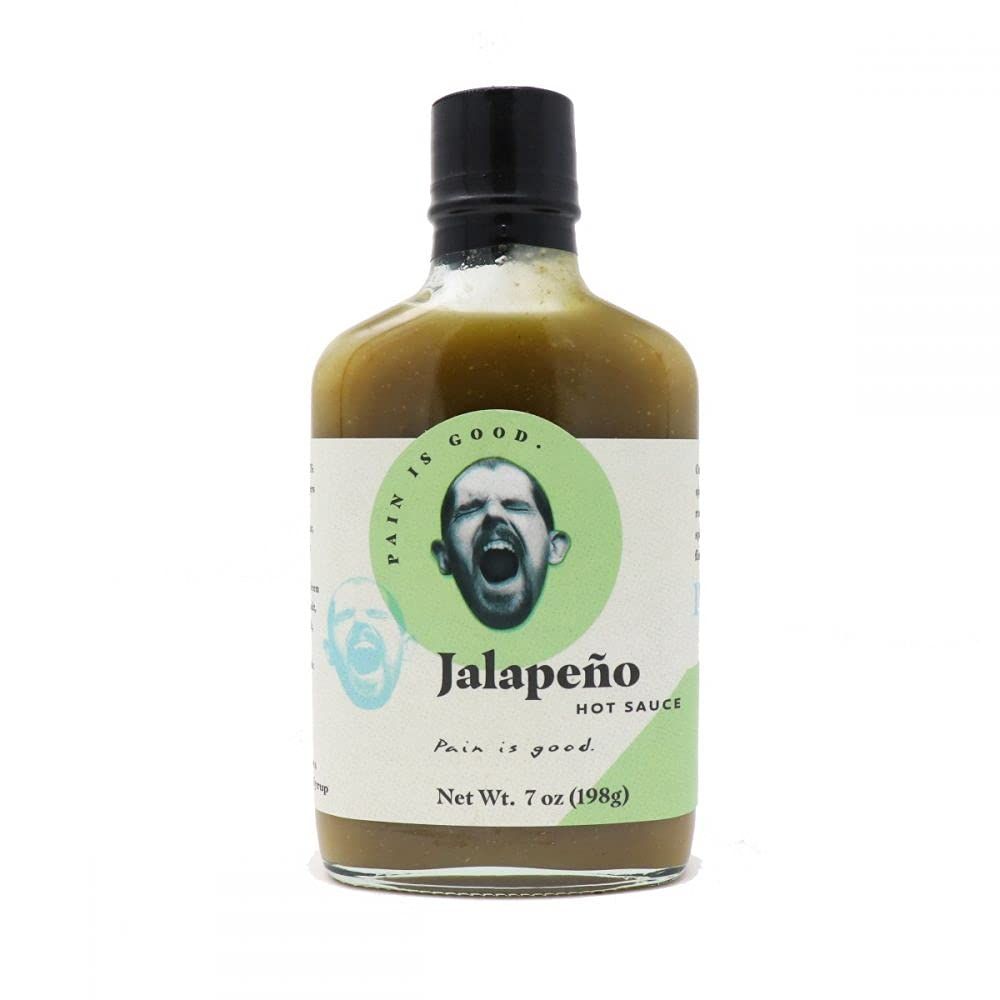Pain is Good - Jalapeno Pepper Hot Sauce - 7oz Bottle - Made in USA - All Natural Ingredients, Non-GMO, Gluten-Free, Sugar-Free, Vegetarian, Keto - Pack of 1