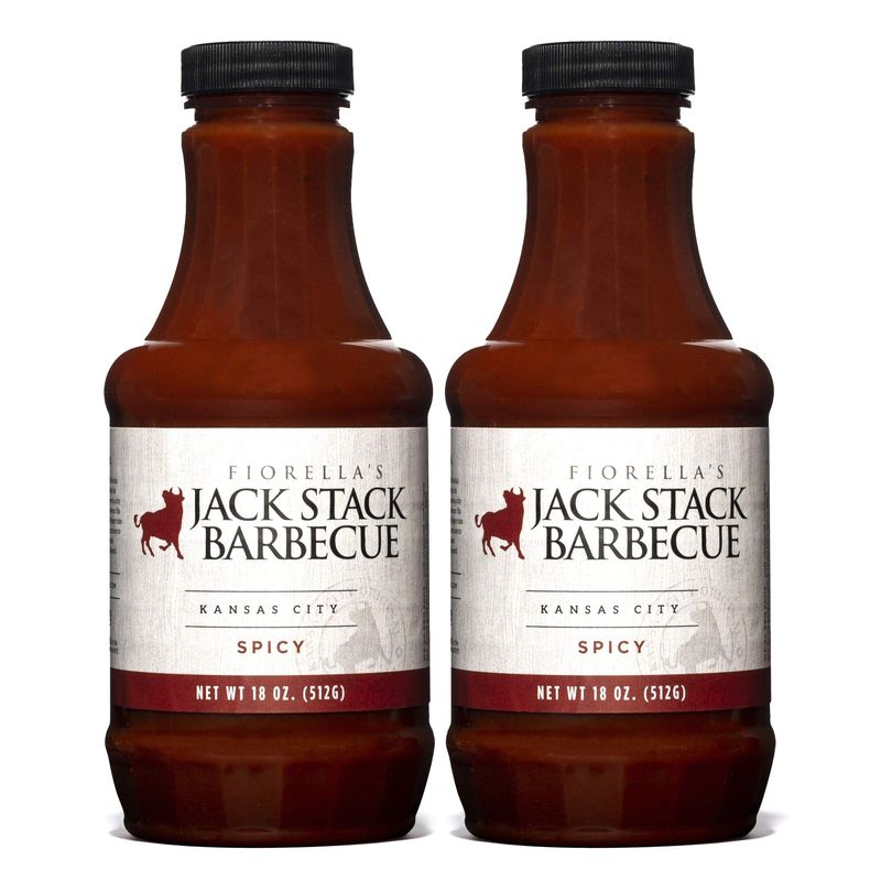 Jack Stack Barbecue Spicy Sauce - Kansas City BBQ Sauce - Spicy Smoked KC BBQ Sauce (2 Pack, 18oz Bottles)