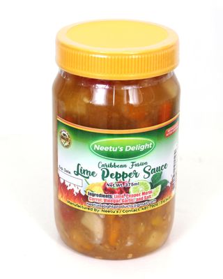 Neetu&#39;s Delight: Caribbean Fusion - Lime Pepper (Hot) Sauce 14.5oz (Net Wt. 375ml) Full of Flavour Medium Heat Made with Scotch Bonnet Peppers Artisan-made A Product of Trinidad and Tobago