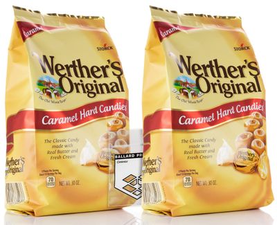 Werthers Original Hard Candy Caramels Pack of 2 - Bulk Bags of Hard Candy Individually Wrapped (30oz Each) - Bundle with Ballard Products Pocket Bag