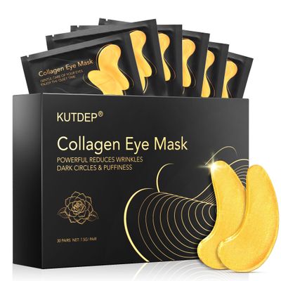 Under Eye Patches, 10 Pairs Gold Collagen Eye Gels Mask, Reduce Dark Circles, Wrinkles Puffy &amp; Bags, Anti-aging Moisturizing Eye Mask by KUTDEP