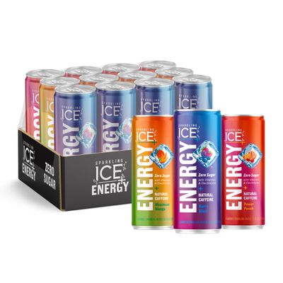 Sparkling Ice Energy Variety 12Pk. Energy Drinks with Vitamins Antioxidants, Zero Sugar, Berry Blast, Maximum Mango, Power Punch flavors. 12 fl oz cans.