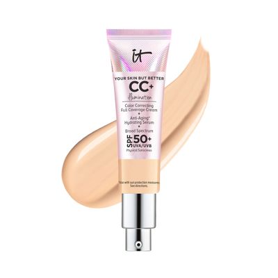 IT Cosmetics Your Skin But Better CC Cream Illumination - Color Correcting Cream, Full-Coverage Foundation, Hydrating Serum &amp; SPF 50 Sunscreen Radiant Finish 1.08 fl oz
