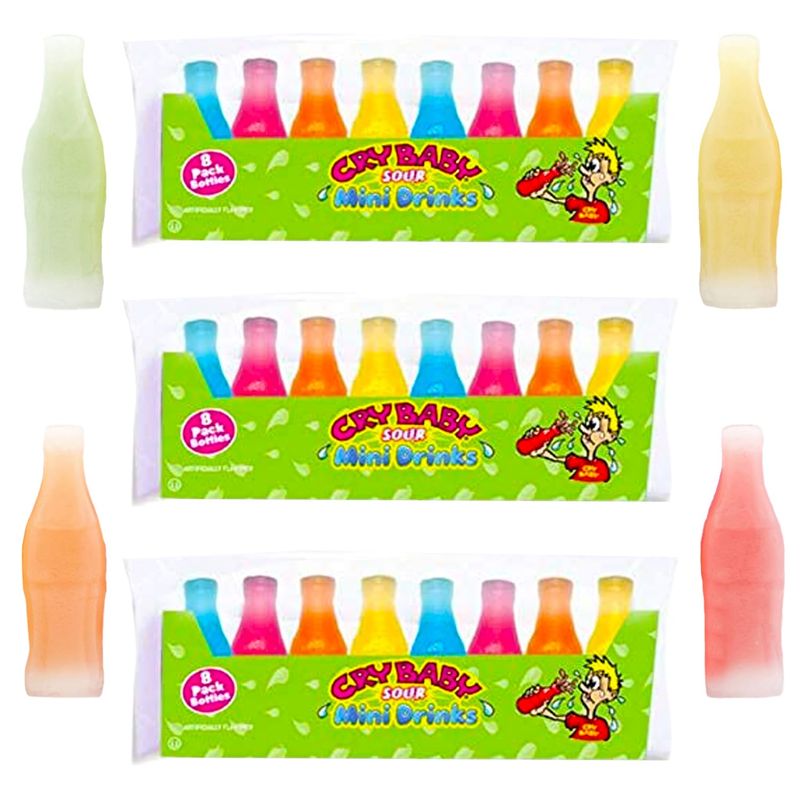 Nik-L-Nip Cry Baby Sour Mini Drinks, 8 Count, Pack of 3