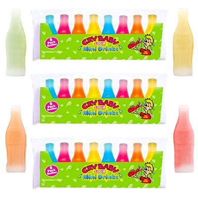 Nik-L-Nip Cry Baby Sour Mini Drinks, 8 Count, Pack of 3