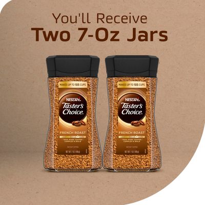 NESCAF Taster's Choice Instant Coffee, Dark Roast, French Roast, 2 Jars (7 Oz Each)