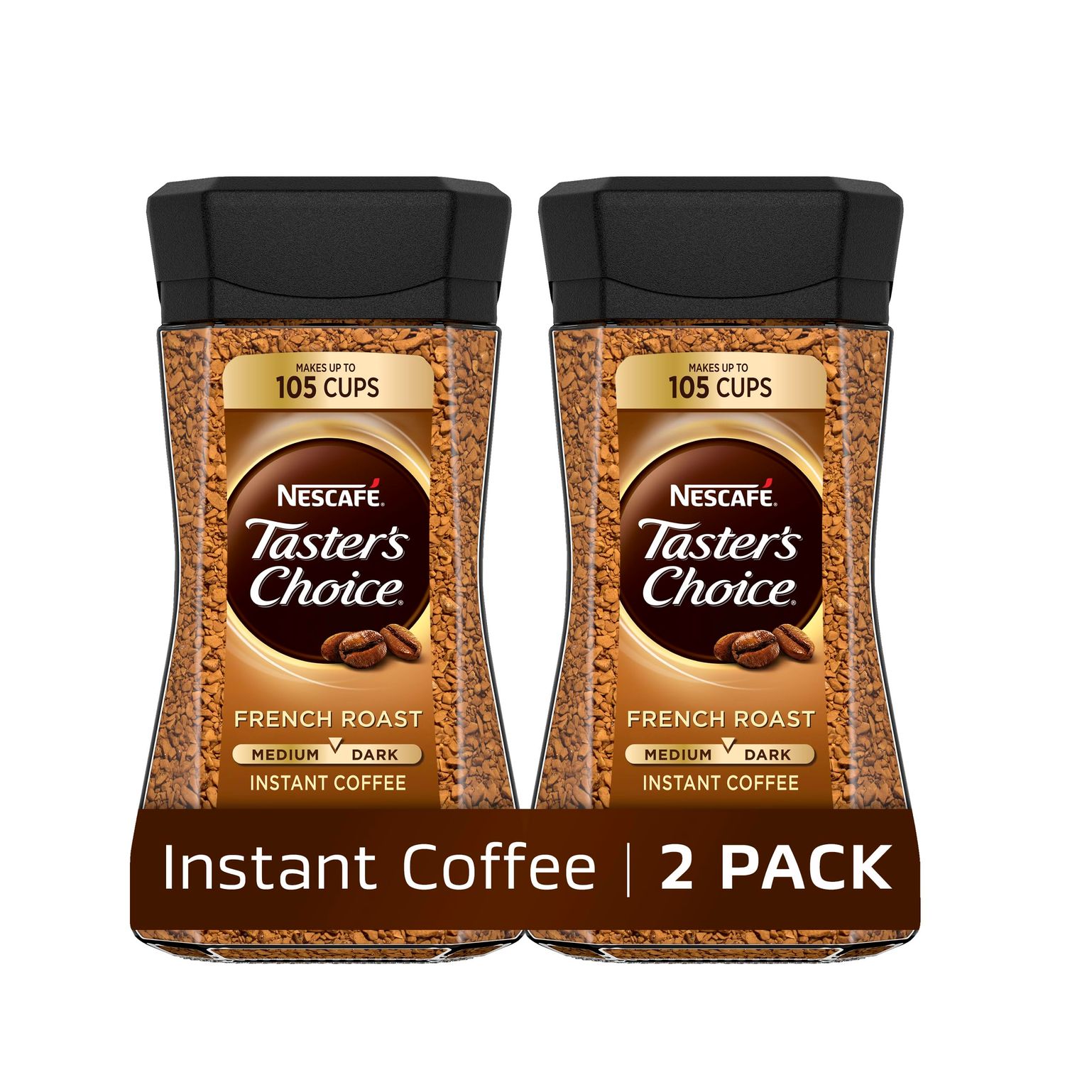 NESCAF Taster&#39;s Choice Instant Coffee, Dark Roast, French Roast, 2 Jars (7 Oz Each)