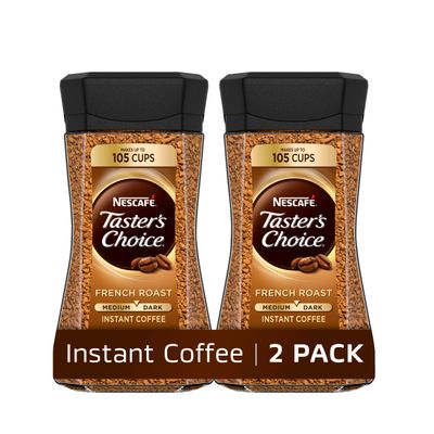 NESCAF Taster&#39;s Choice Instant Coffee, Dark Roast, French Roast, 2 Jars (7 Oz Each)