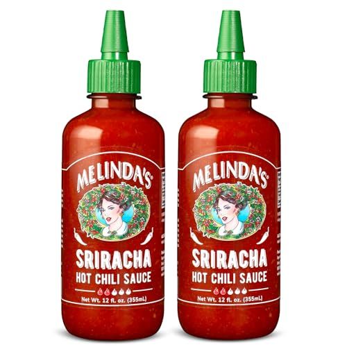 Melindas Sriracha Hot Sauce - Classic, Gourmet Sriracha Sauce Made with Fermented Red Jalapeos &amp; Garlic - Keto, Vegan, Non-GMO and Gluten Free Hot Sauce - 12oz, 2-Pack