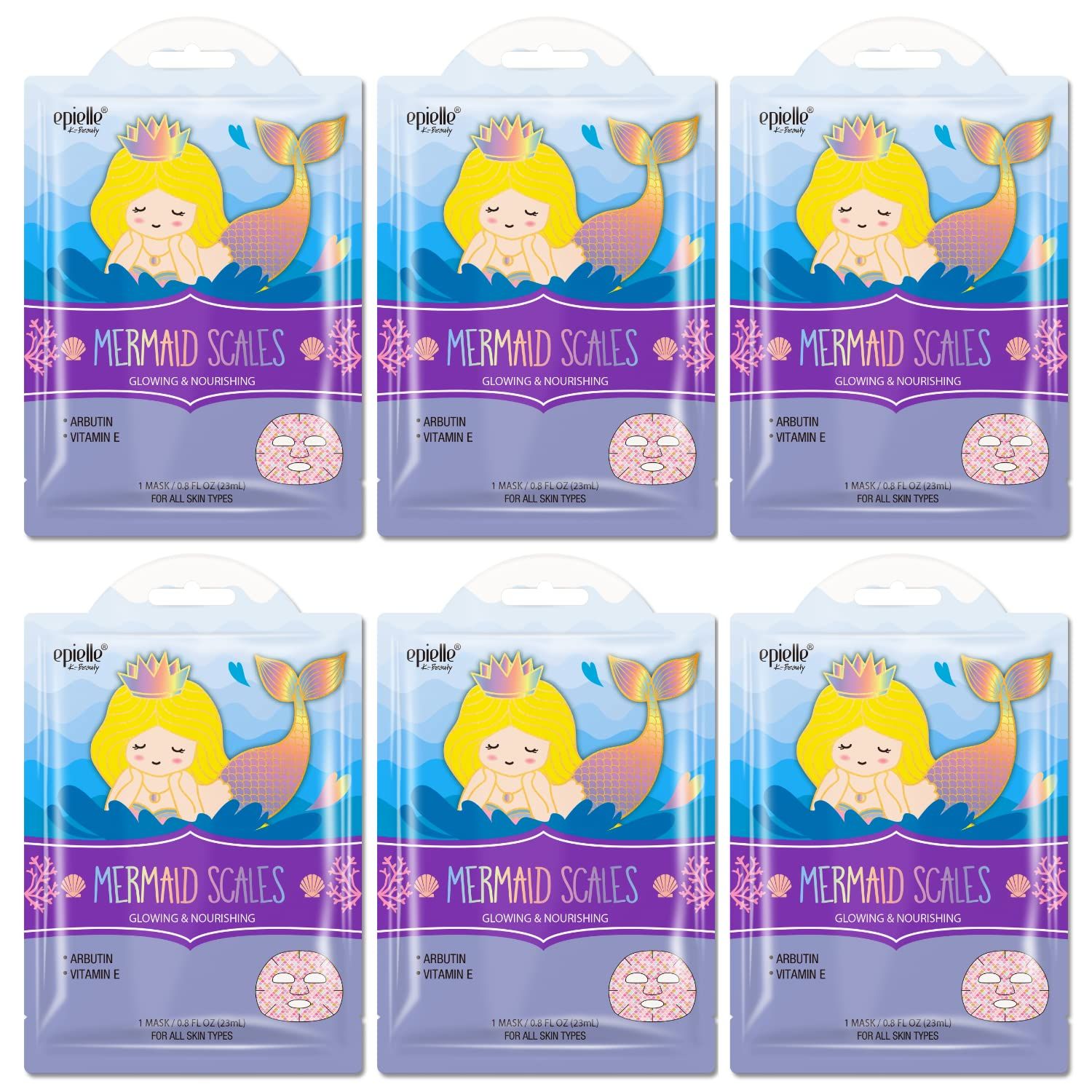 Epielle Character Masks (Mermaid Scales 6pk), Easter Gift