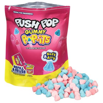 Push Pop Pop-Its Easter Candy Gummies, 1 Pound Refill Bag Bulk Individually Wrapped Gummies in Assorted Fruity Flavors, Fun Gummy Candy Gifts For Easter Basket Stuffers, Party Favors, Gifts for Kids