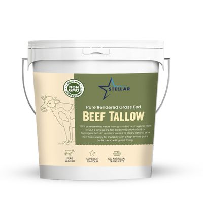 Stellar - Beef Tallow - 100% Grass-Fed &amp; Finished - Good for Cooking, Baking and Frying - Food Grade - 2 LBS