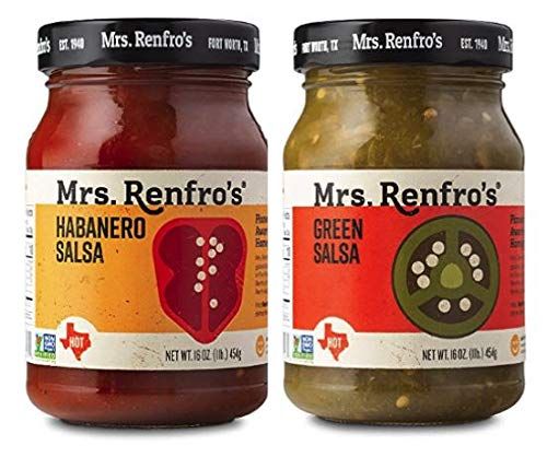 Mrs. Renfros Green Salsa 16 oz &amp; Habanero Hot Salsa 16 oz (Variety Pack)