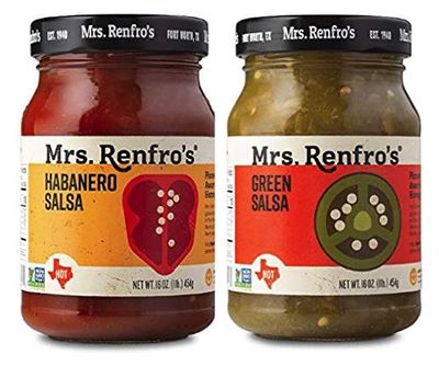 Mrs. Renfros Green Salsa 16 oz &amp; Habanero Hot Salsa 16 oz (Variety Pack)