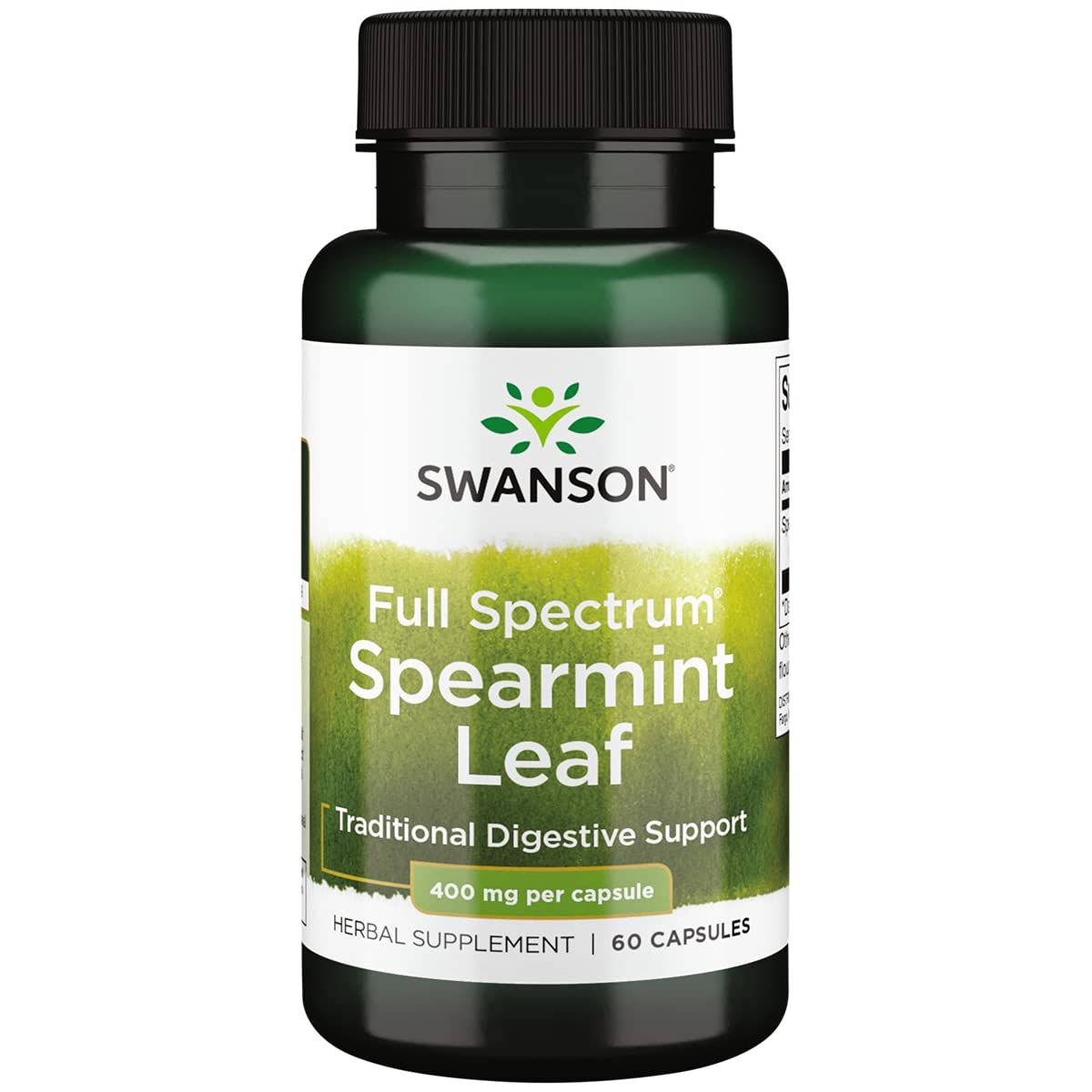Swanson Spearmint Leaf (Mentha Spicata) - Full Spectrum Herbal Supplement Supporting Digestive Health &amp; Mild Stomach Issues - Natural Formula Supporting Health &amp; Wellness - (60 Capsules, 400mg Each)