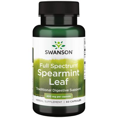 Swanson Spearmint Leaf (Mentha Spicata) - Full Spectrum Herbal Supplement Supporting Digestive Health &amp; Mild Stomach Issues - Natural Formula Supporting Health &amp; Wellness - (60 Capsules, 400mg Each)