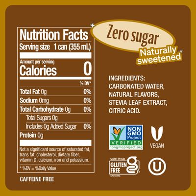 Zevia Zero Sugar Soda, Creamy Root Beer, 12 oz Cans (8-Pack) - Naturally Sweetened, Non-GMO Project Verified, Gluten-Free, Vegan