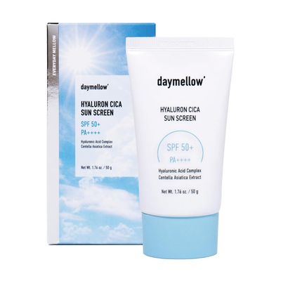 daymellow Hyaluron Cica Sunscreen 1.76fl.oz/50ml, with Broad Spectrum SPF50 PA, Face Sunscreen, Centella, Niacinamide, No White Cast, for All Skin Types, UVA &amp; UVB Protection, Korean Skincare