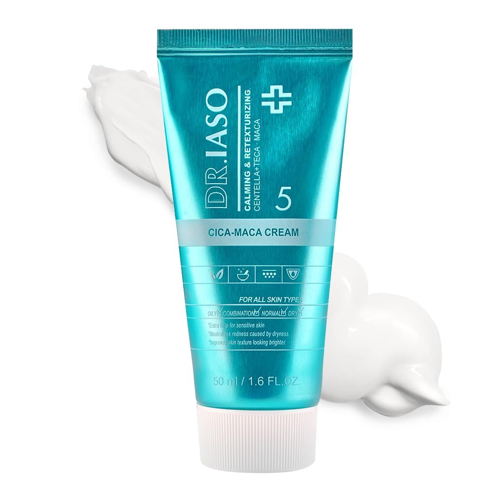 IASO Dr CICA MACA CREAM Multi-Functional Soothing Recovery Cica Cream, Combines Pure CICA Ccomplex, Sensitive Skin, Restores Healthy Skin, Korean Skin Care, 1.6 oz