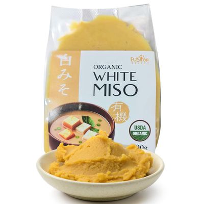 Fusion Select Organic White Miso Paste - Made of Fermented Soy Bean &amp; Rice - Savory Japanese Seasoning For Cooking Soup Base, Broth, Stew, Salad Dressing, Sauce, Marinade, Ramen - 15 Servings, 300g