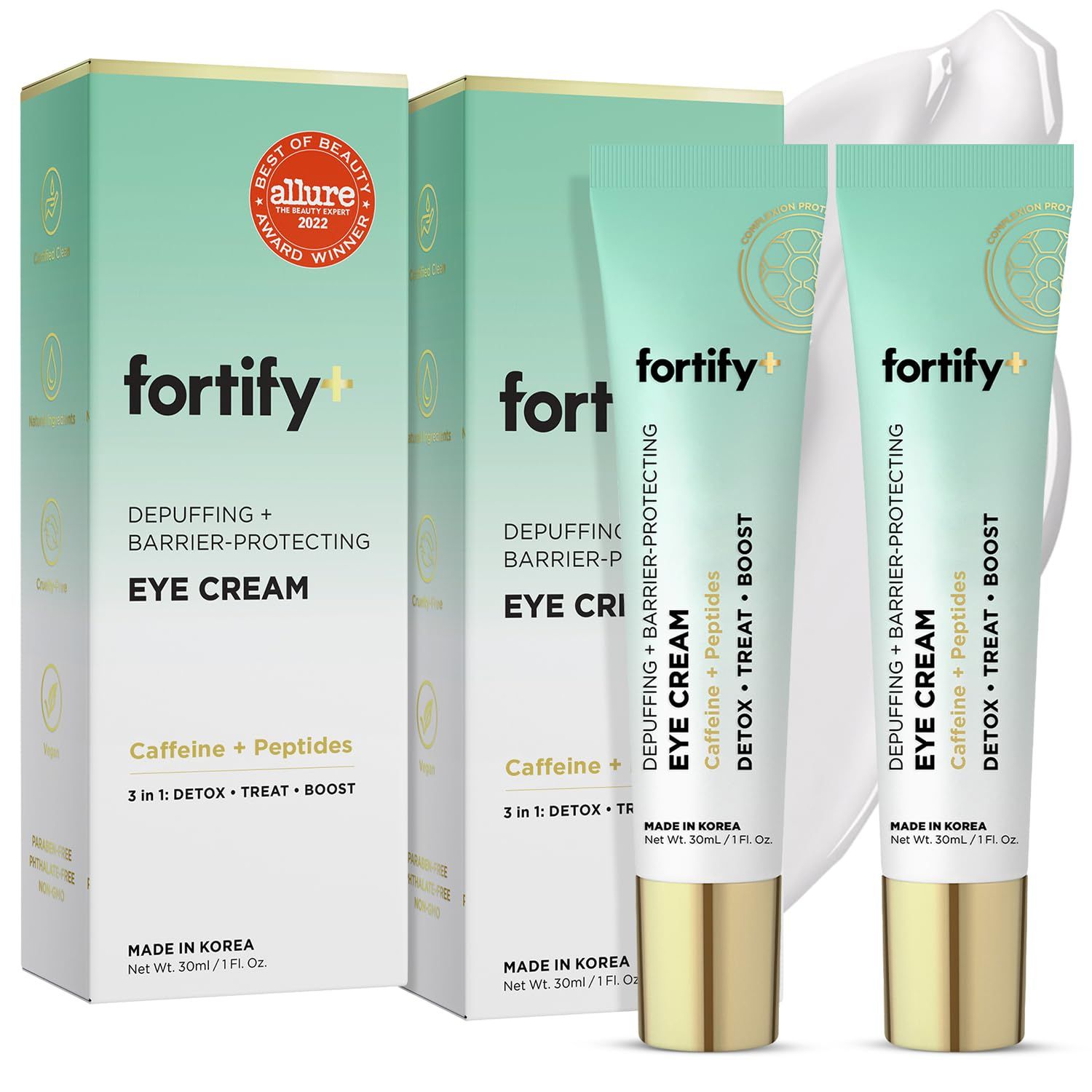 Fortify 9-in-1 Natural Skincare Eye Cream - Anti-Aging &amp; Dark Circle Corrector, Dermatologist Tested - 30ML (Pack of 2)
