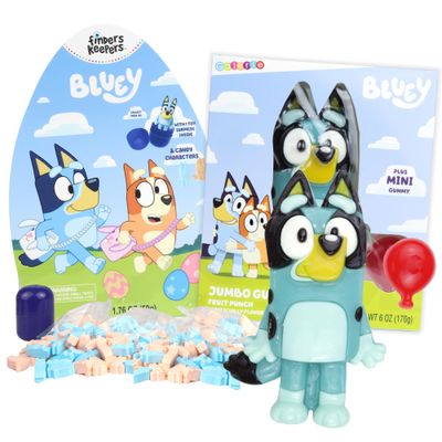 Sweetzo - Bluey Themed Easter Candy, Includes Giant Gummy and Assorted Hard Candies, Basket Stuffer Treats, 2 Items