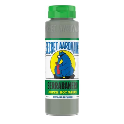 Secret Aardvark Serrabanero Hot Sauce - Serrano &amp; Green Habanero Hot Sauce, Green Spicy Sauce, Non-GMO, Low Carb, Low Sugar Marinade - 8 fl oz 1 Pack