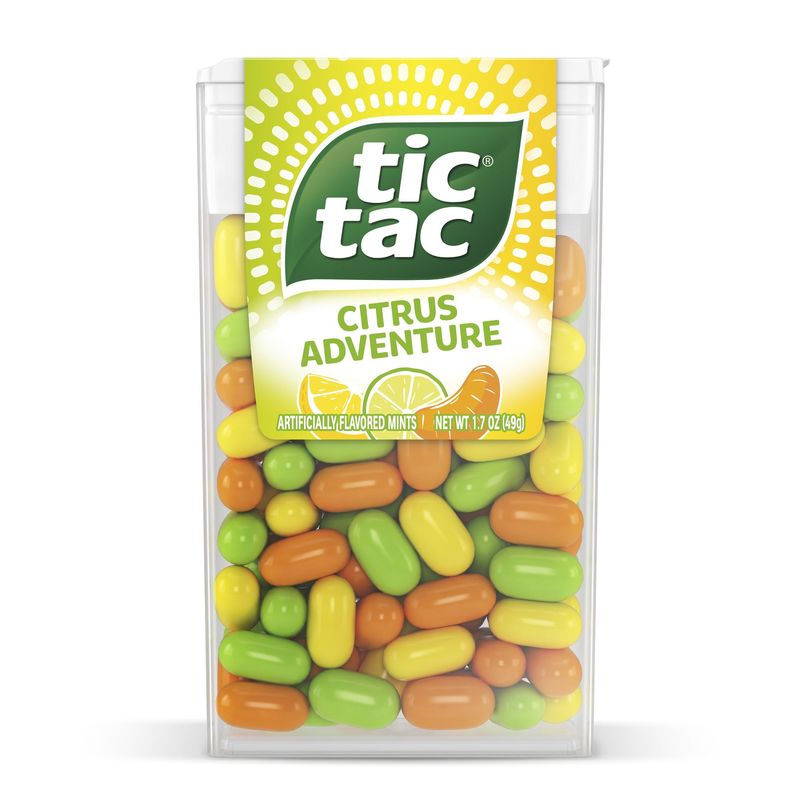 Tic Tac Citrus Adventure Mints, 12 Count, On-the-Go Refreshment, Stocking Stuffers, 1.7 oz Each