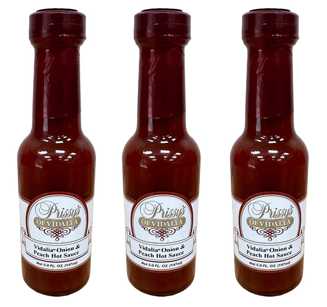 Vidalia Onion and Peach Hot Sauce, 5 oz (Pack of 3) FAT FREE and CHOLESTEROL FREE