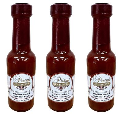 Vidalia Onion and Peach Hot Sauce, 5 oz (Pack of 3) FAT FREE and CHOLESTEROL FREE