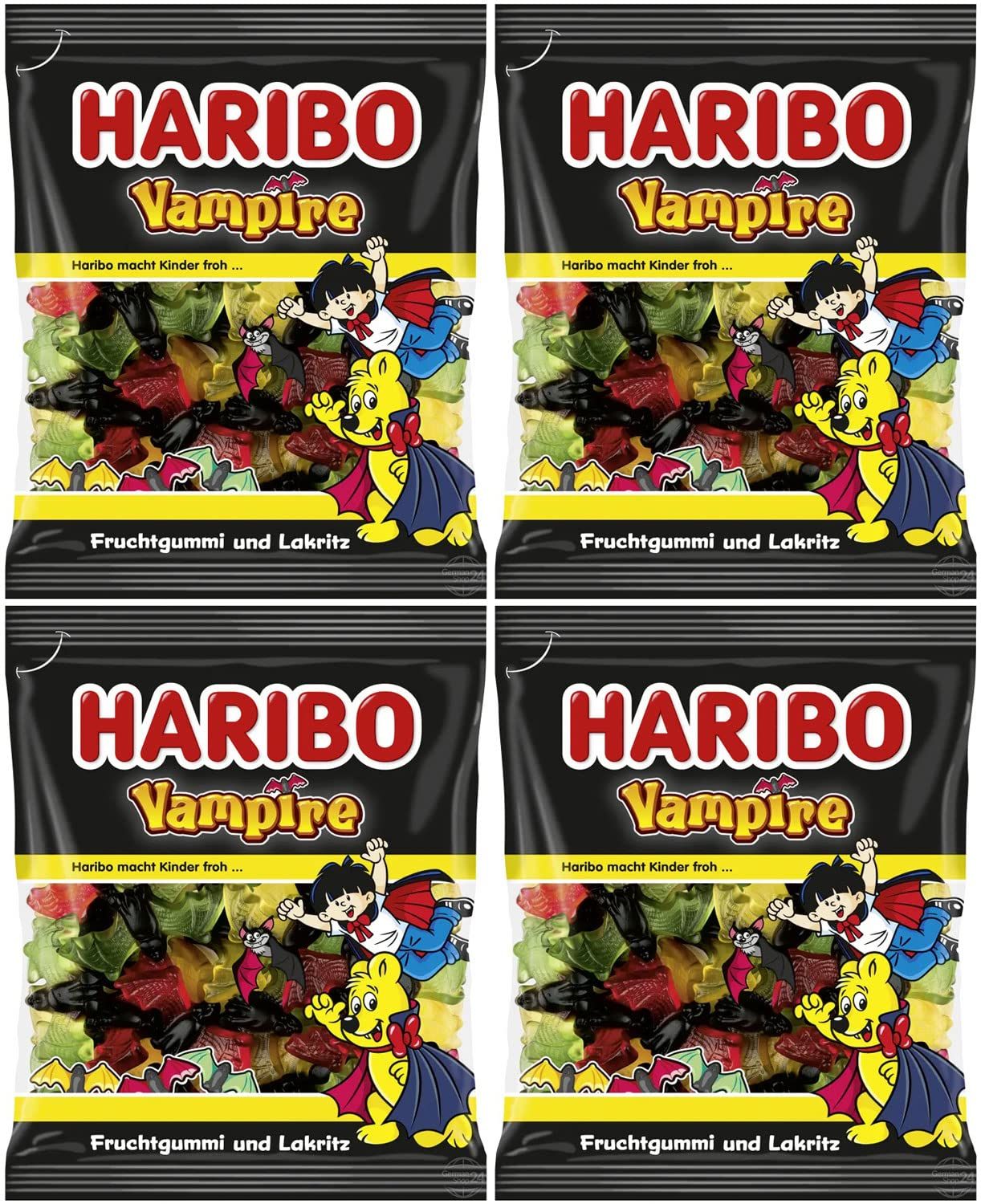 Haribo Vampire Fruchtgummi und Lakrtiz (Fruity and Licorice) Gummy Candy 4-Pack (4 x 175g)