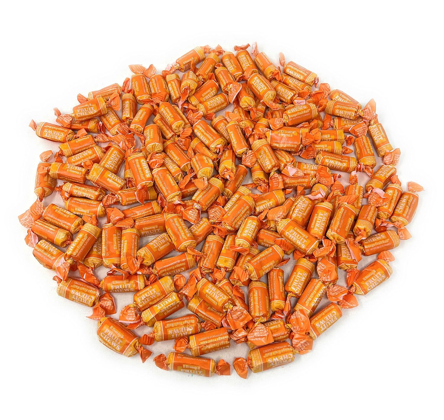 Holiday Special Orange Flavor Tootsie Roll Fruit Chews Bulk American Chewy Taffies Candy Individually Wrapped In Resealable Bag 2 Lb 130pcs (32-Oz) - Made In USA