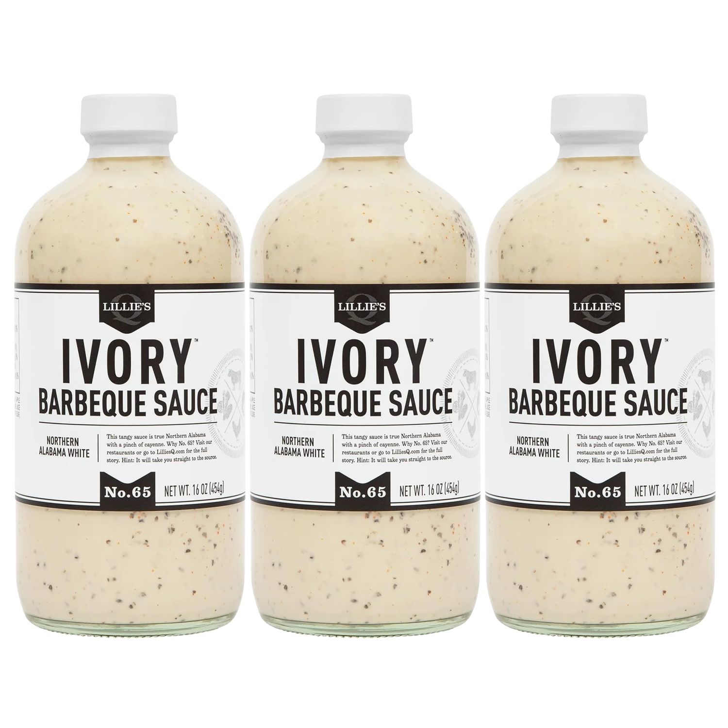 Lillie&#39;s Q - Ivory Barbeque Sauce, Gourmet BBQ Sauce, Tangy White BBQ Sauce, Sugar-Free Sauce, Premium Ingredients, Made with Gluten-Free Ingredients (16 oz, 3-Pack)