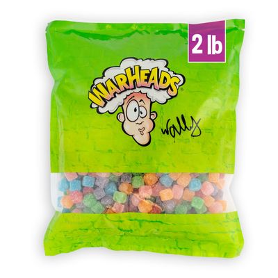 WARHEADS Cubes - Sour Sweet &amp; Fruity Chewy Candy - Orange, Watermelon, Blue Raspberry, Black Cherry, Strawberry &amp; Green Apple Flavors - 2 lb. Bulk Bag