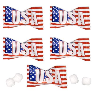 USA Flag Butter Mint Candies Bags 100 Count Individually Wrapped American Flags Red White &amp; Blue Mint Candy 13 Ounce Bags Fourth of July Goodies Treat Candy Patriotic Party Favor Supplies Decorations