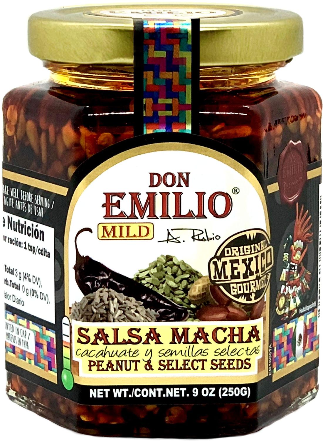 Don Emilio Salsa Macha Premium with Select Seeds 9 oz; Delicious Chili Crisp Oil, Roasted Peppers Spicy Gourmet Macha Sauce, All Natural, Vegan, Keto - MILD 9 oz