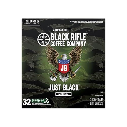 Black Rifle Coffee Company Single Serve K Cups, Just Black, Medium Roast Coffee Rounds, 32 Count