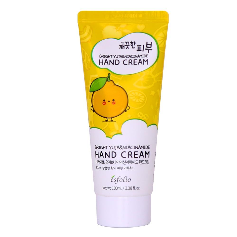 esfolio Yuja Vitamin C Hand Cream - Deep Hydration with Yuja Extract - Nourishing, Fast-Absorbing Hand Moisturizer for Dry, Rough Skin - Korean Skincare for Soft &amp; Smooth Hands (3.38 OZ/100ML)
