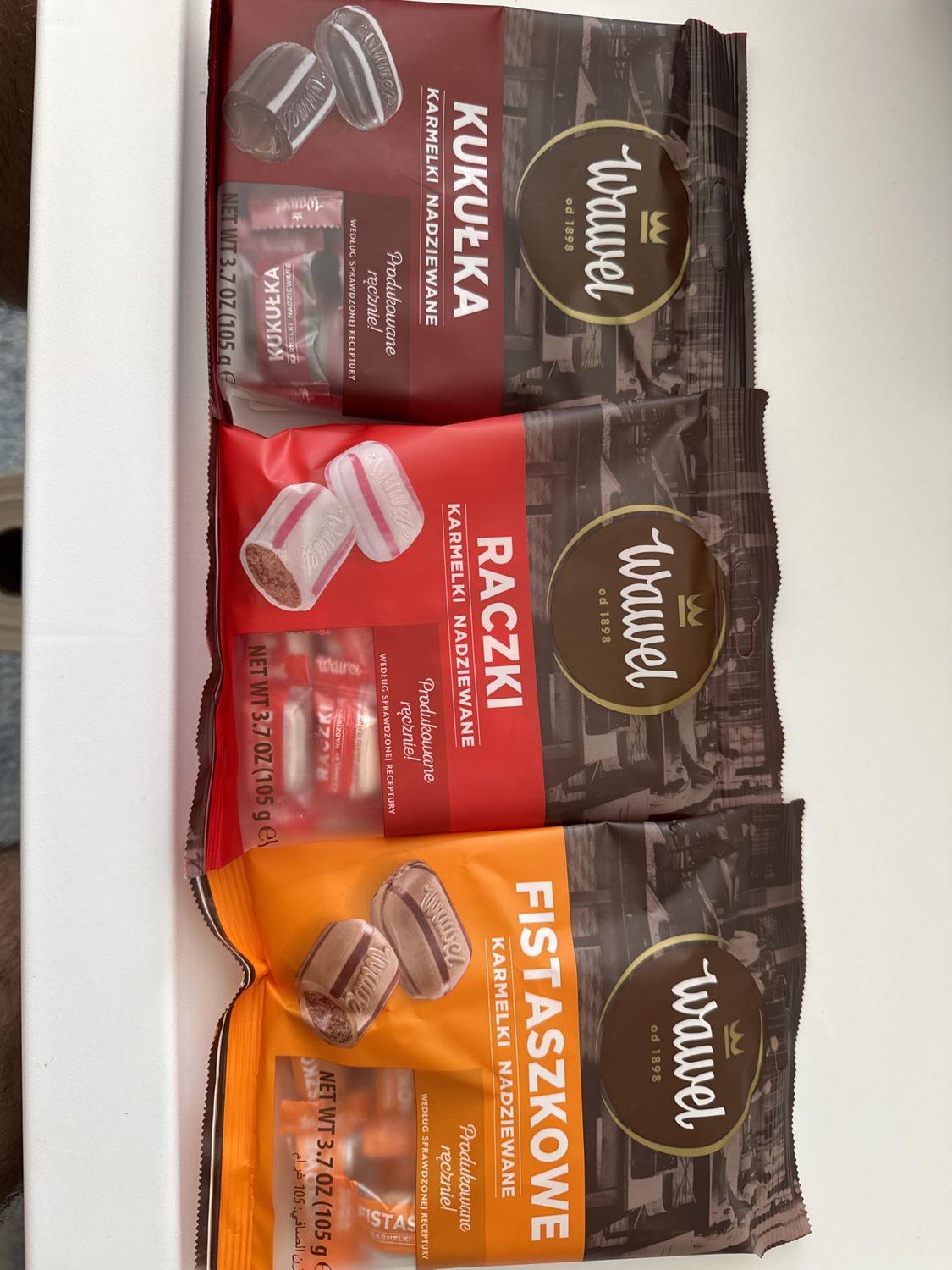 WAWEL Raczki, Kukulki, Fistaszkowe 3 pack x 120 g. Traditional Polish Hard Candies. Product from Poland. Packing by Granda.