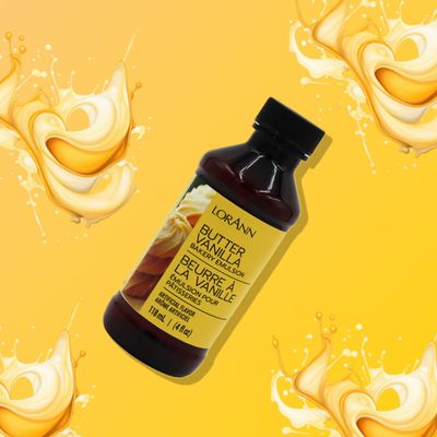 LorAnn Butter Vanilla Bakery Emulsion, 4 oz - Intense Butter Vanilla Flavor Extract for Baking, Cookies, Frosting, Ice Cream, Smoothies and Beverage - Gluten Free, Vegan, Sugar Free, Nut Free