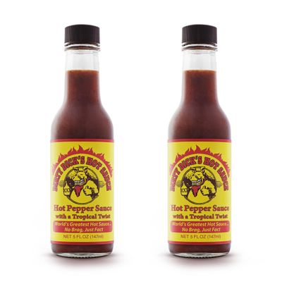 Dirty Dicks Original Hot Sauce, 5 Fl Oz - Award-Winning Blend of Habanero, Tropical Fruits &amp; Spices (Pack of 2)